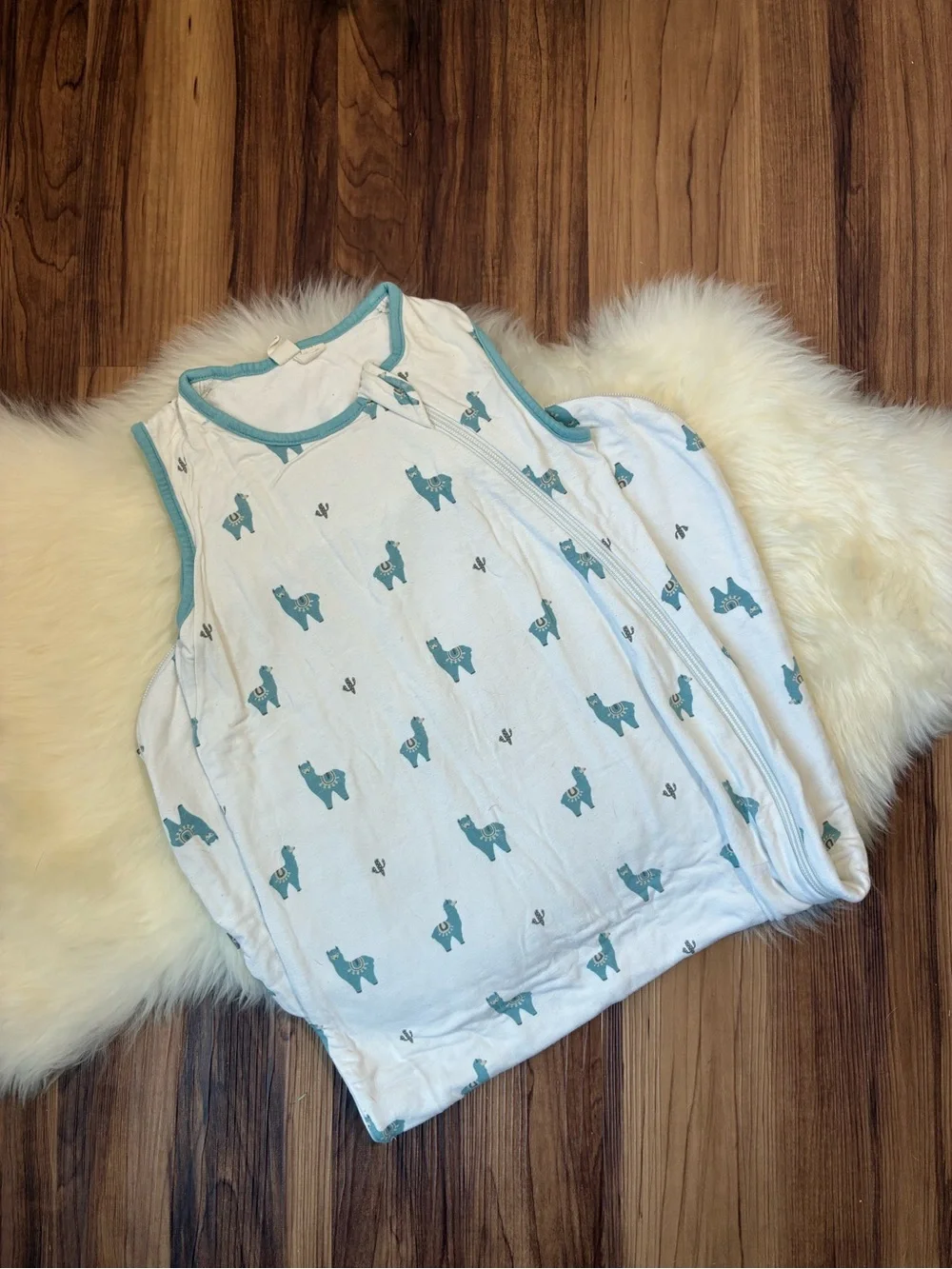 Kyte White Blue Llama Sleep Sack • 6/18M 0.5 TOG